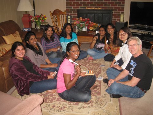 Playing spoons at our home.