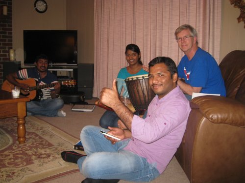 Terry and students playing music