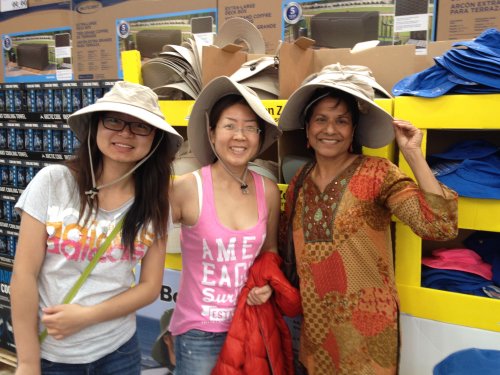 Caroline and girls trying on hats!